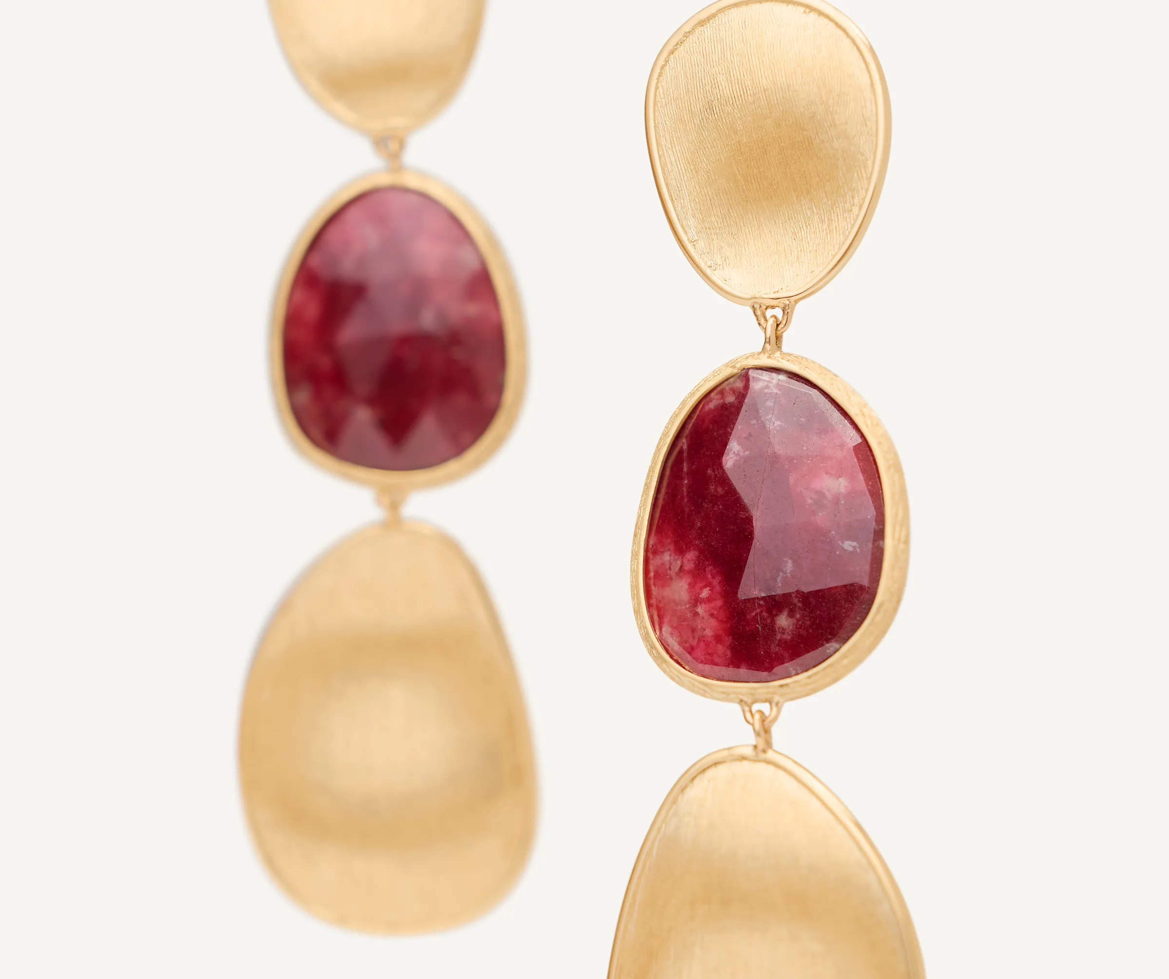 Earrings-Marco Bicego 18K Yellow Gold Three-Drop Thulite Earrings Yellowgold