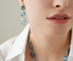 Earrings-Marco Bicego 18K Yellow Gold Three-Stone Mixed Topaz Earrings Yellowgold