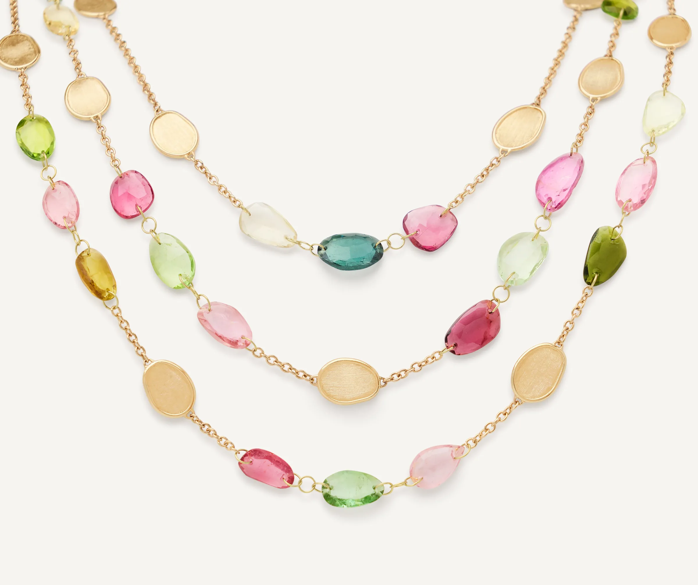 Necklaces-Marco Bicego 18K Yellow Gold Three-Strand Tourmaline Necklace Yellowgold