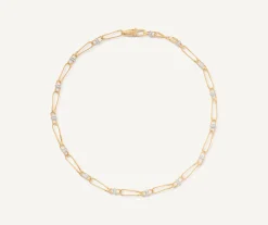 Necklaces-Marco Bicego 18K Yellow Gold Twisted Coil Link Necklace With Diamonds Yellowgold