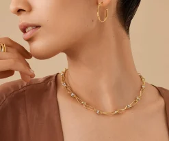 Necklaces-Marco Bicego 18K Yellow Gold Twisted Coil Link Necklace With Diamonds Yellowgold