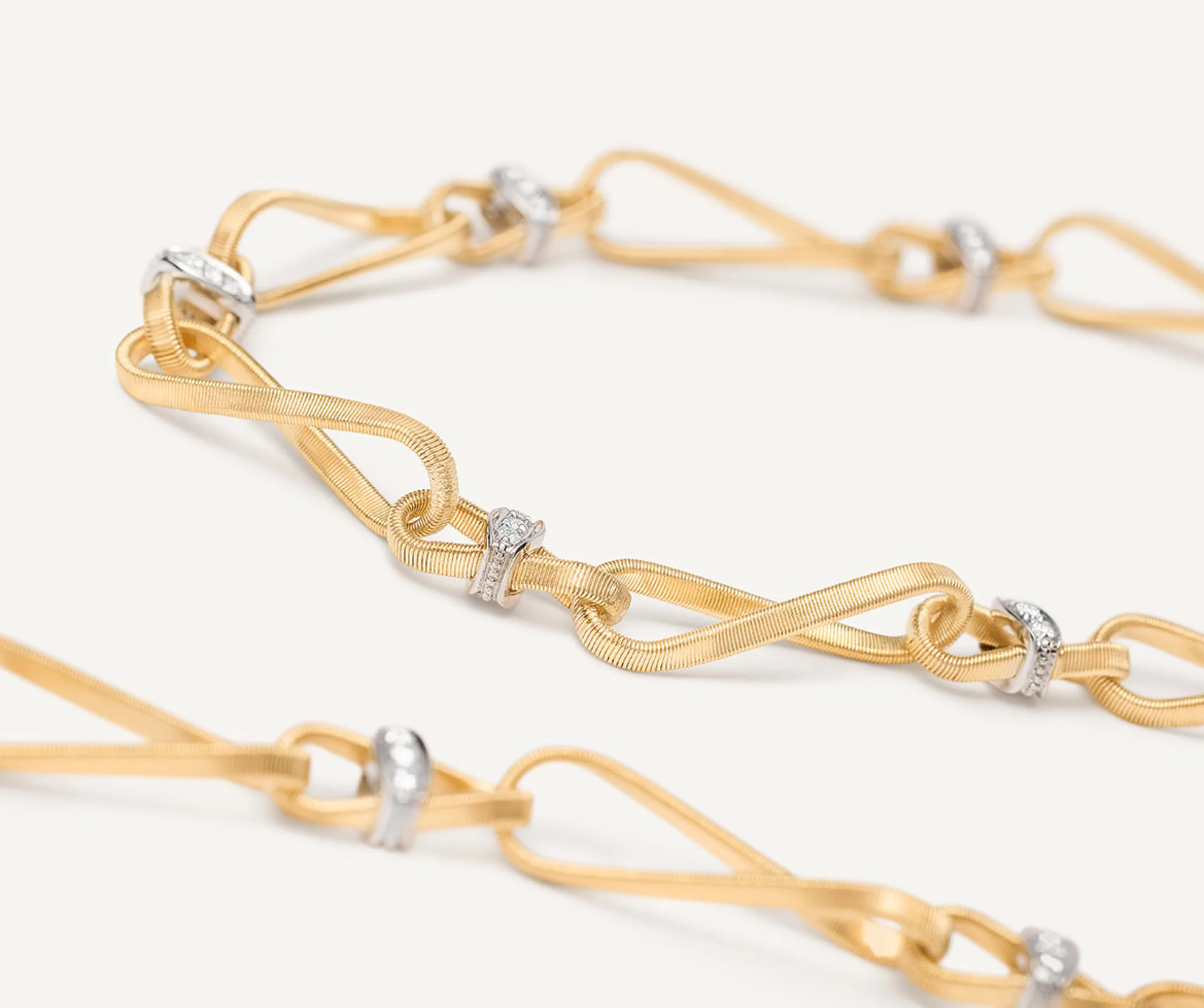 Necklaces-Marco Bicego 18K Yellow Gold Twisted Coil Long Link Necklace With Diamonds Yellowgold