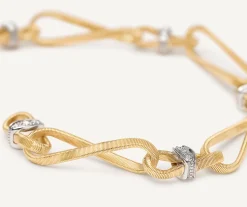 Bracelets-Marco Bicego 18K Yellow Gold Twisted Coil Link Bracelet With Diamonds Yellowgold