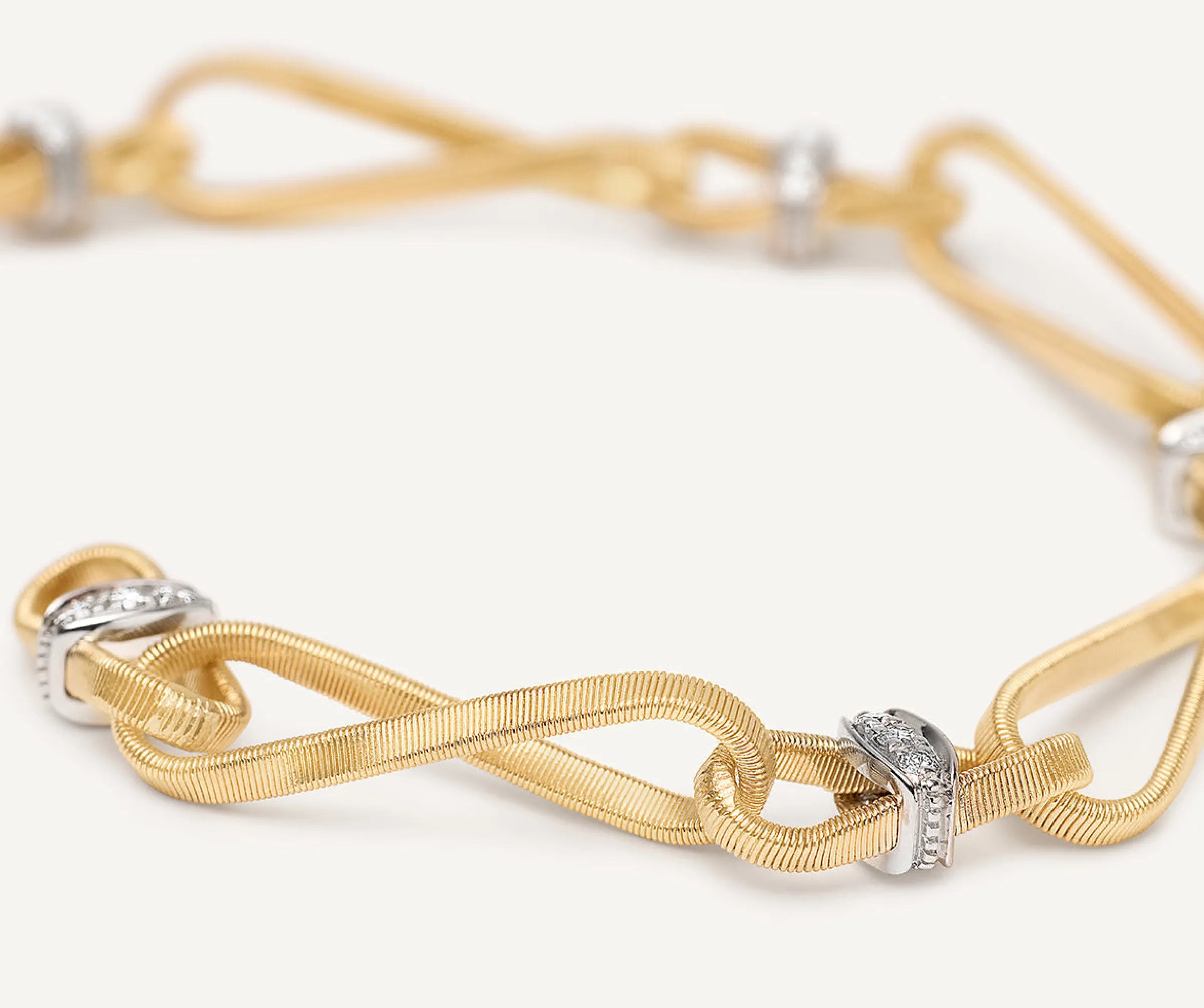 Bracelets-Marco Bicego 18K Yellow Gold Twisted Coil Link Bracelet With Diamonds Yellowgold