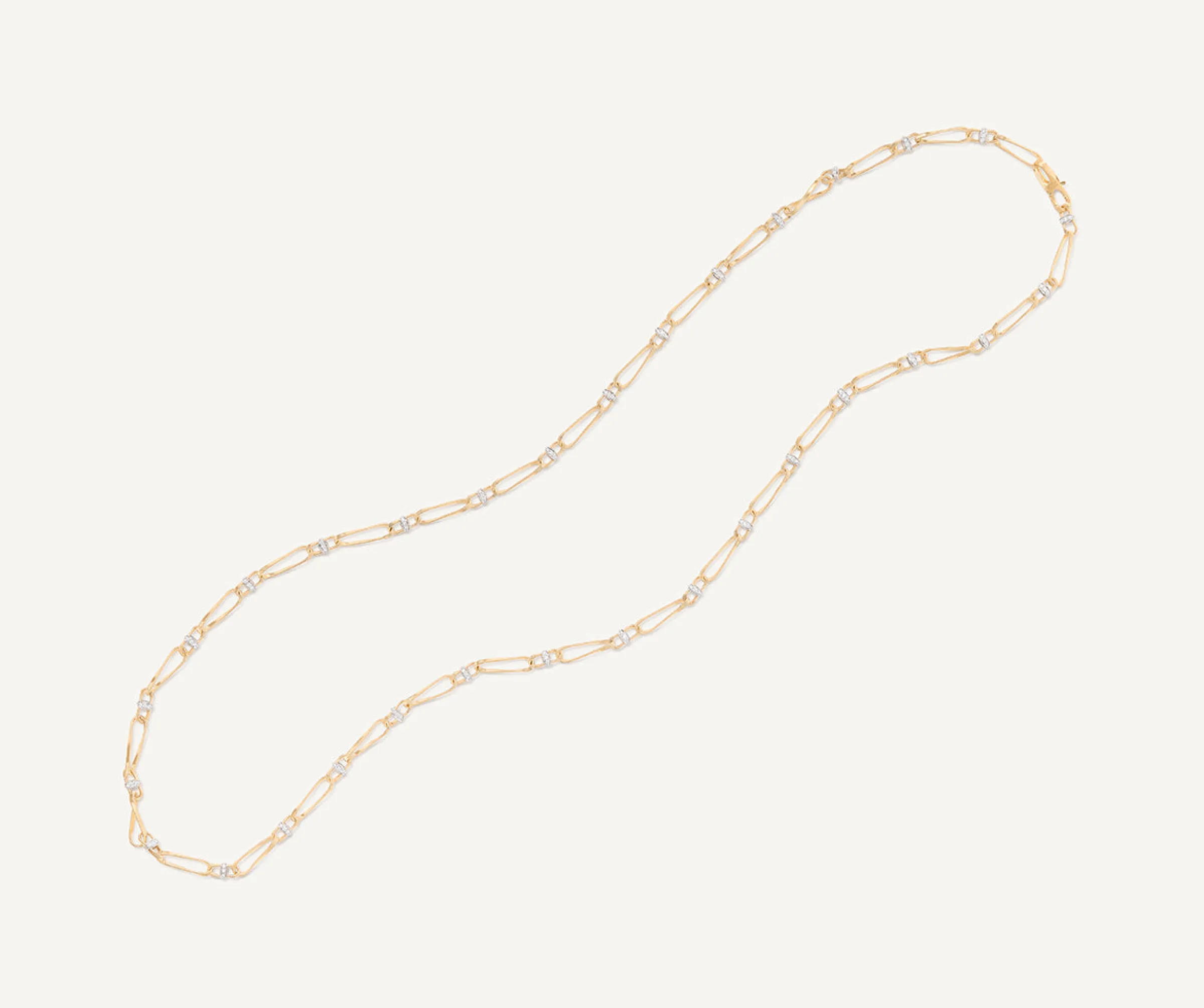 Necklaces-Marco Bicego 18K Yellow Gold Twisted Coil Long Link Necklace With Diamonds Yellowgold