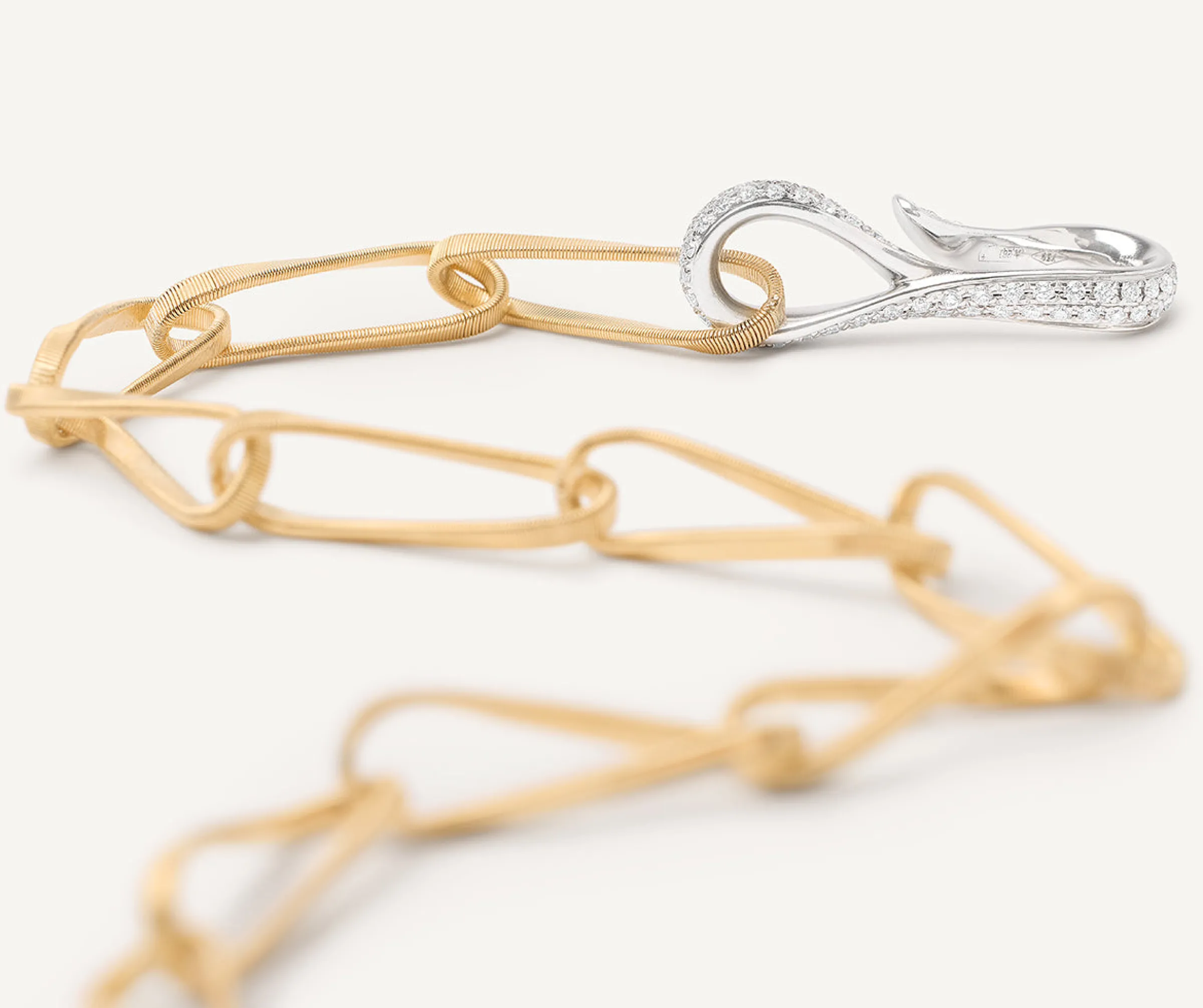 Necklaces-Marco Bicego 18K Yellow Gold Twisted Coil Link Lariat With Diamond Clasp Yellowgold
