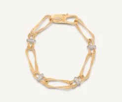 Bracelets-Marco Bicego 18K Yellow Gold Twisted Double Coil Link Bracelet With Diamonds Yellowgold