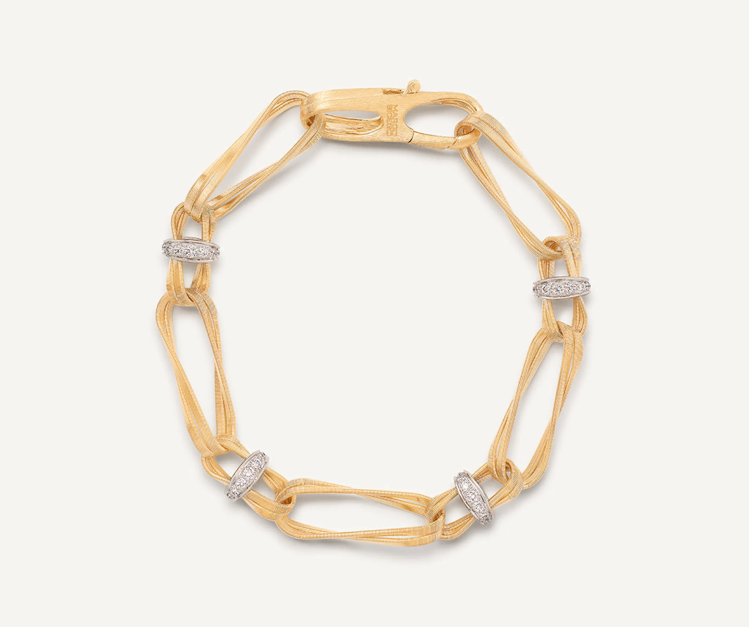 Bracelets-Marco Bicego 18K Yellow Gold Twisted Double Coil Link Bracelet With Diamonds Yellowgold