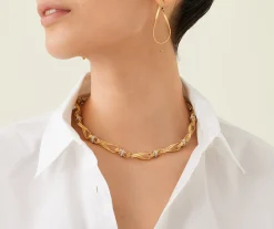 Necklaces-Marco Bicego 18K Yellow Gold Twisted Double Coil Link Necklace With Diamonds Yellowgold