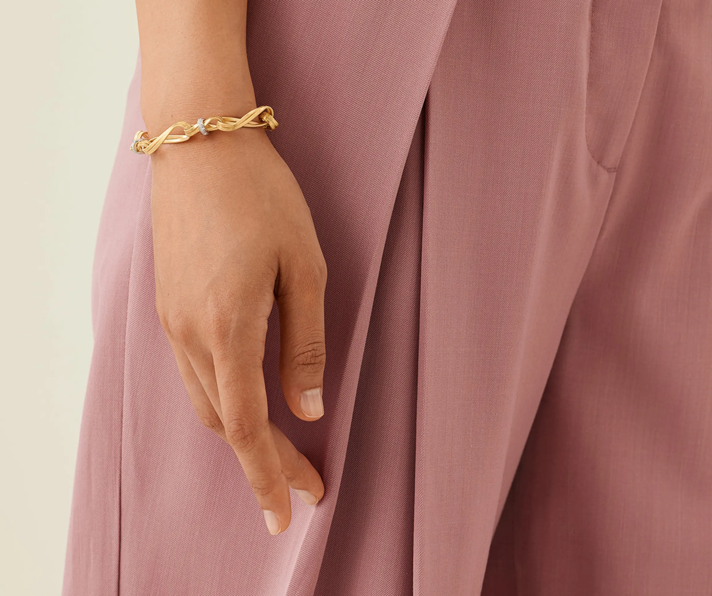 Bracelets-Marco Bicego 18K Yellow Gold Twisted Double Coil Link Bracelet With Diamonds Yellowgold