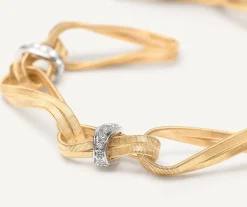 Bracelets-Marco Bicego 18K Yellow Gold Twisted Double Coil Link Bracelet With Diamonds Yellowgold