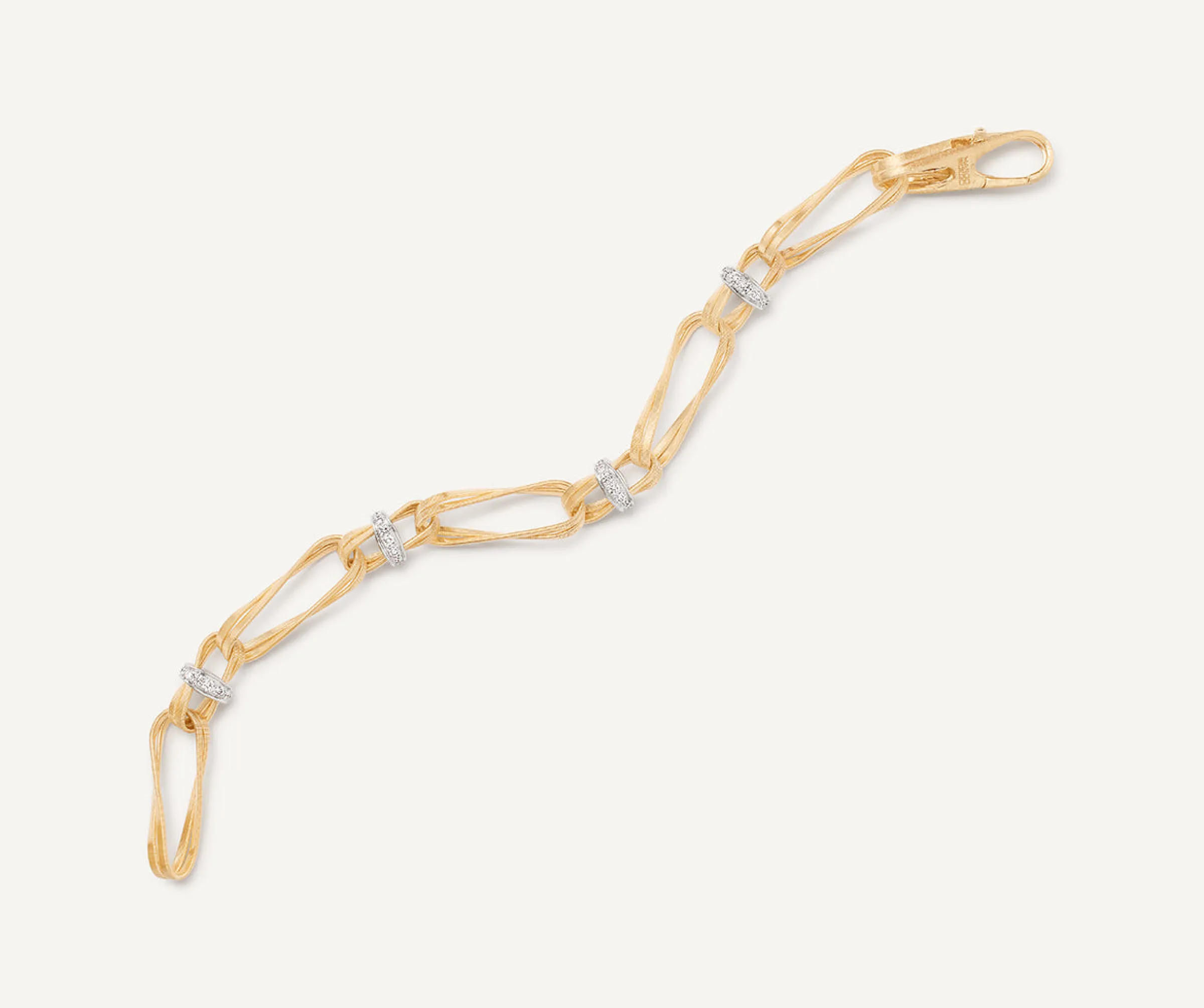 Bracelets-Marco Bicego 18K Yellow Gold Twisted Double Coil Link Bracelet With Diamonds Yellowgold