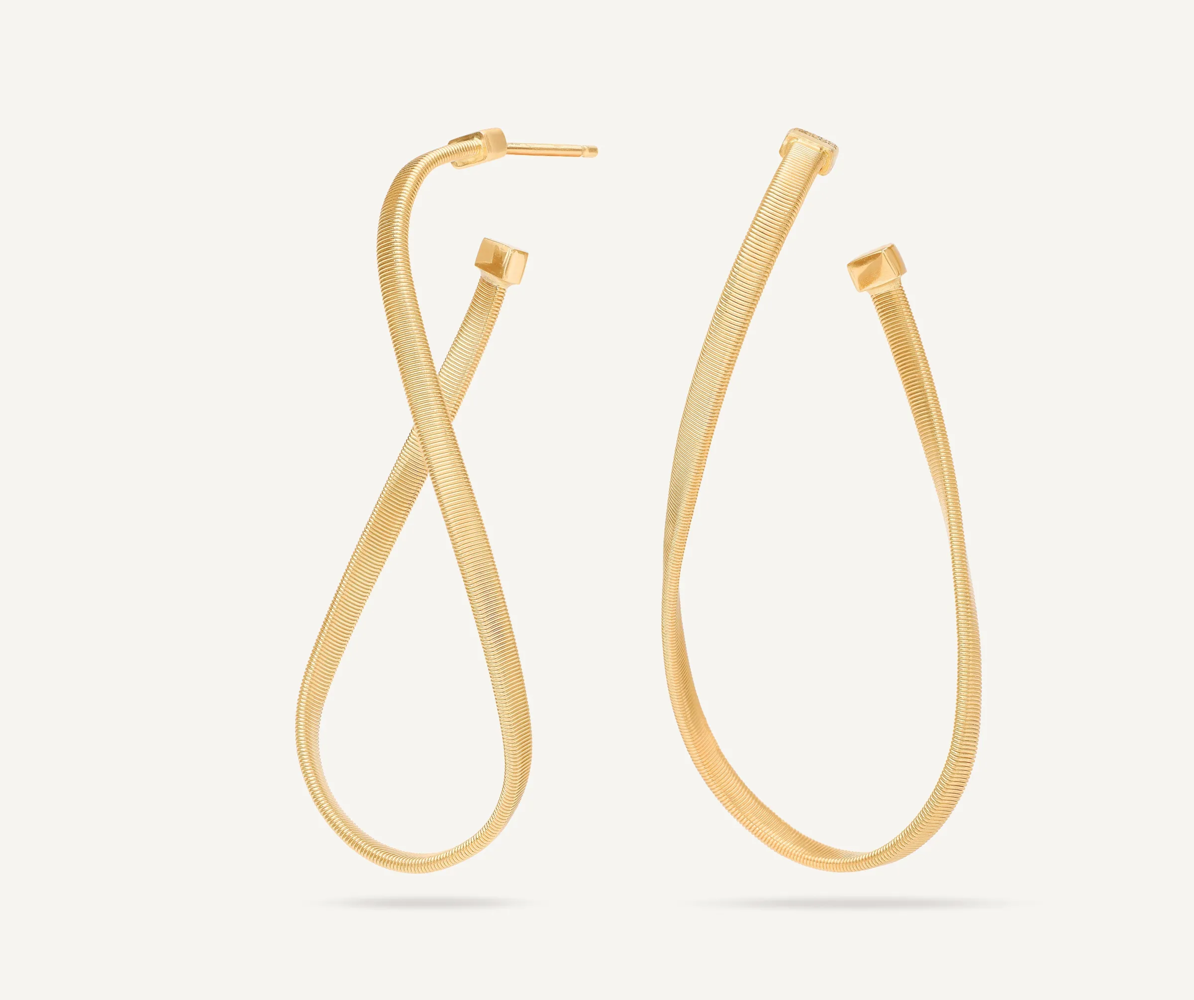 Earrings-Marco Bicego 18K Yellow Gold Twisted Irregular Medium Hoops Yellowgold