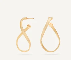 Earrings-Marco Bicego 18K Yellow Gold Twisted Irregular Small Hoops Yellowgold