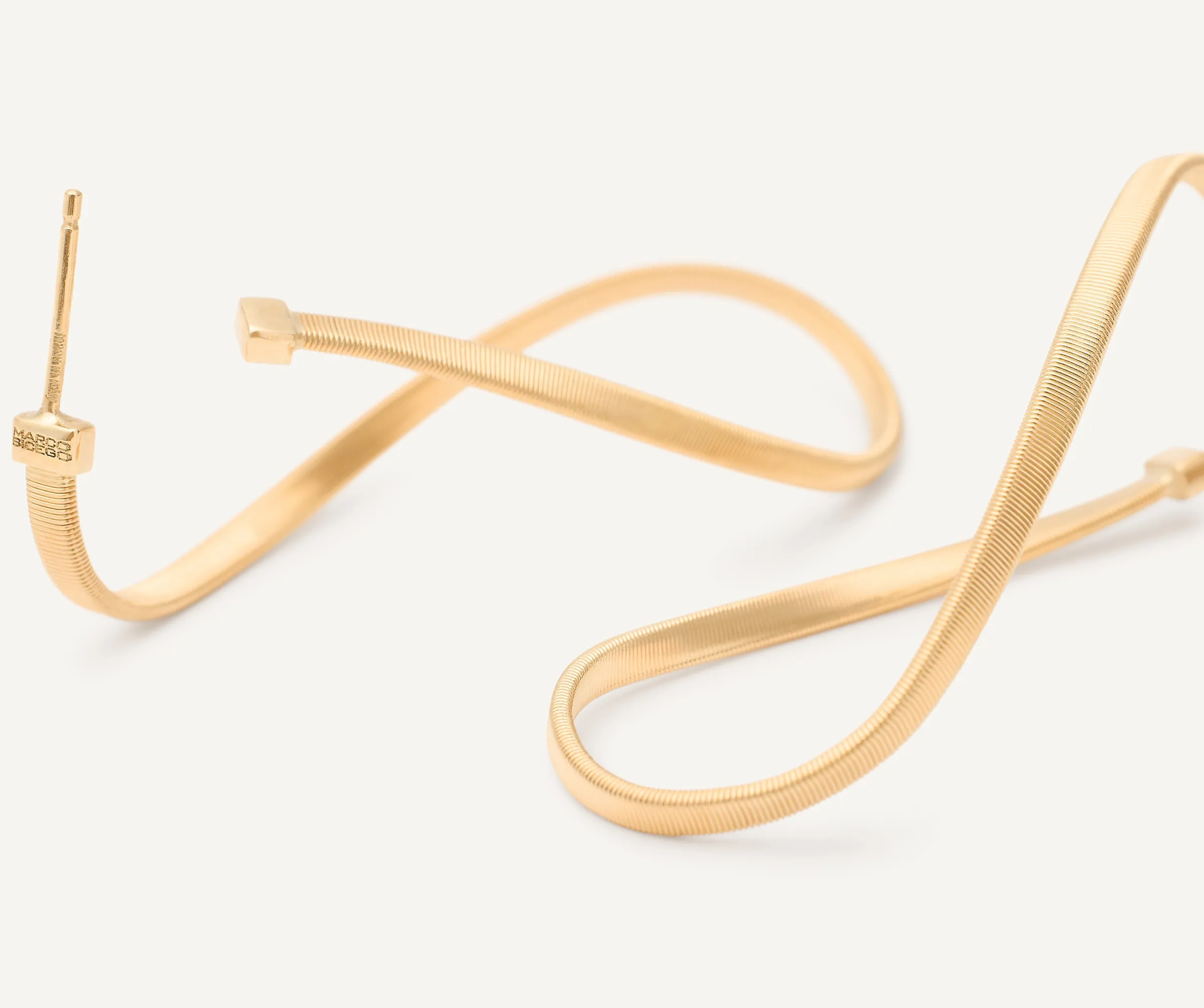 Earrings-Marco Bicego 18K Yellow Gold Twisted Irregular Medium Hoops Yellowgold