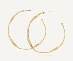 Earrings-Marco Bicego 18K Yellow Gold Twisted Medium Hoops Yellowgold