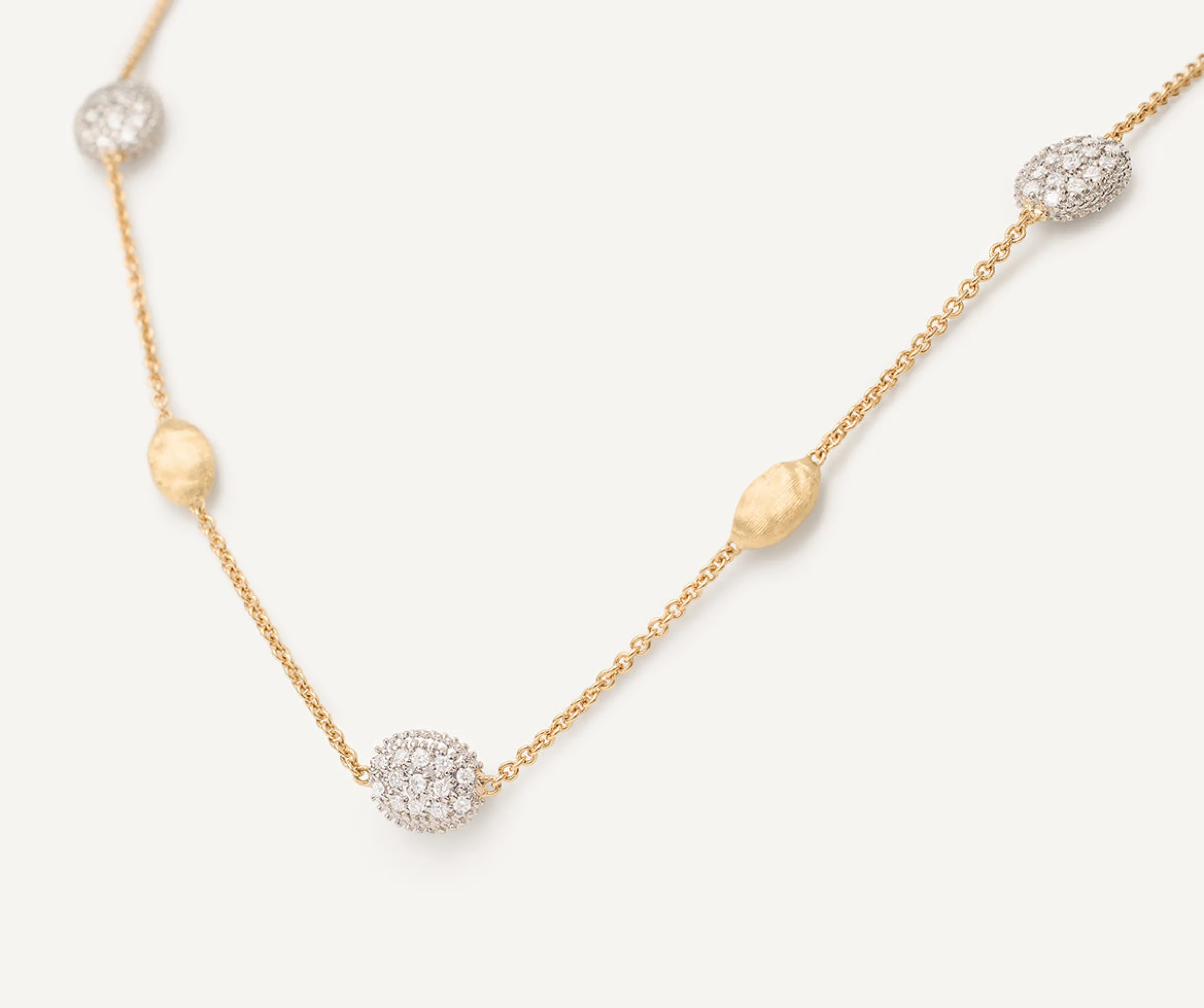 Necklaces-Marco Bicego 18K Yellow Gold u0026 Diamond Bean Necklace Yellowgold