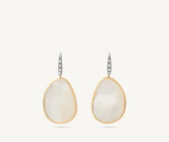 Earrings-Marco Bicego 18K Yellow Gold u0026 Mother of Pearl Drop Earrings With Diamonds, Medium Yellowgold