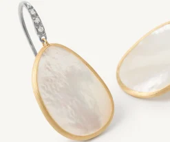 Earrings-Marco Bicego 18K Yellow Gold u0026 Mother of Pearl Drop Earrings With Diamonds, Medium Yellowgold