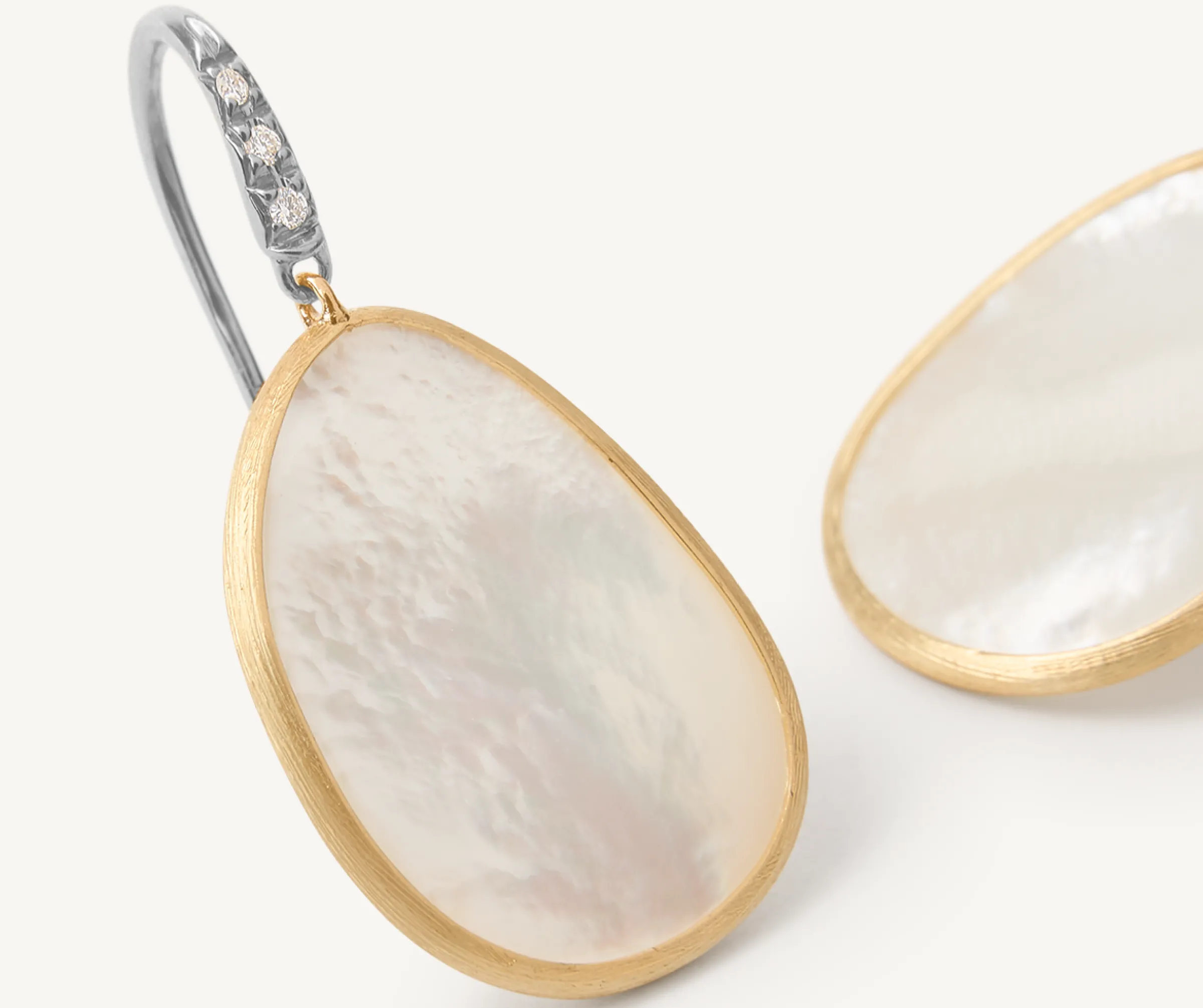 Earrings-Marco Bicego 18K Yellow Gold u0026 Mother of Pearl Drop Earrings With Diamonds, Medium Yellowgold